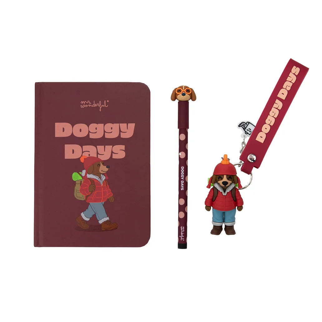 Kit de escrita + Porta-chaves Cão - Doggy Days